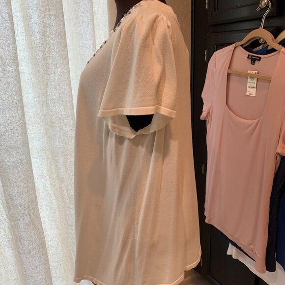 Lane Bryant Jeweled Neckline Sweater White 22/24 - Picture 6 of 8